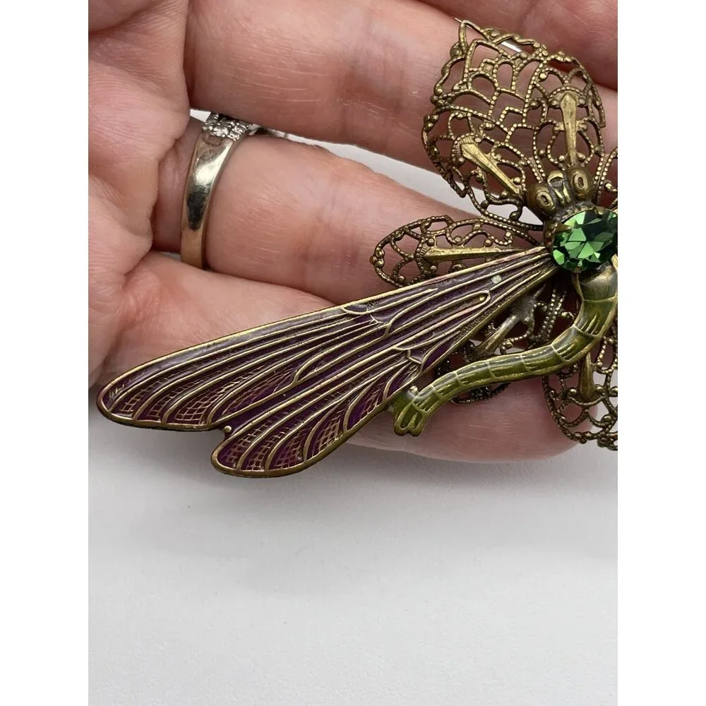 Vintage Sadie Green Signed Dragonfly Brooch Pin
